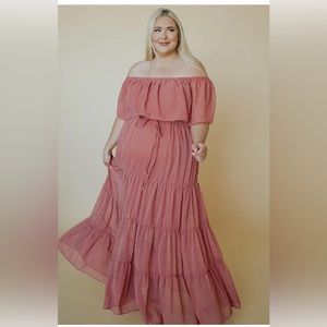 Baltic Born Swiss Dot Dress- Dusty Mauve- XXL